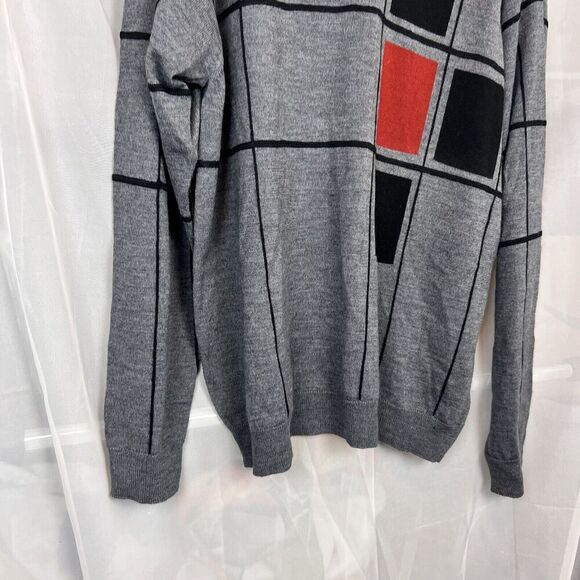 Cezani mens merino wool polo sweater sz XL geometric pattern officewear - Picture 4 of 8
